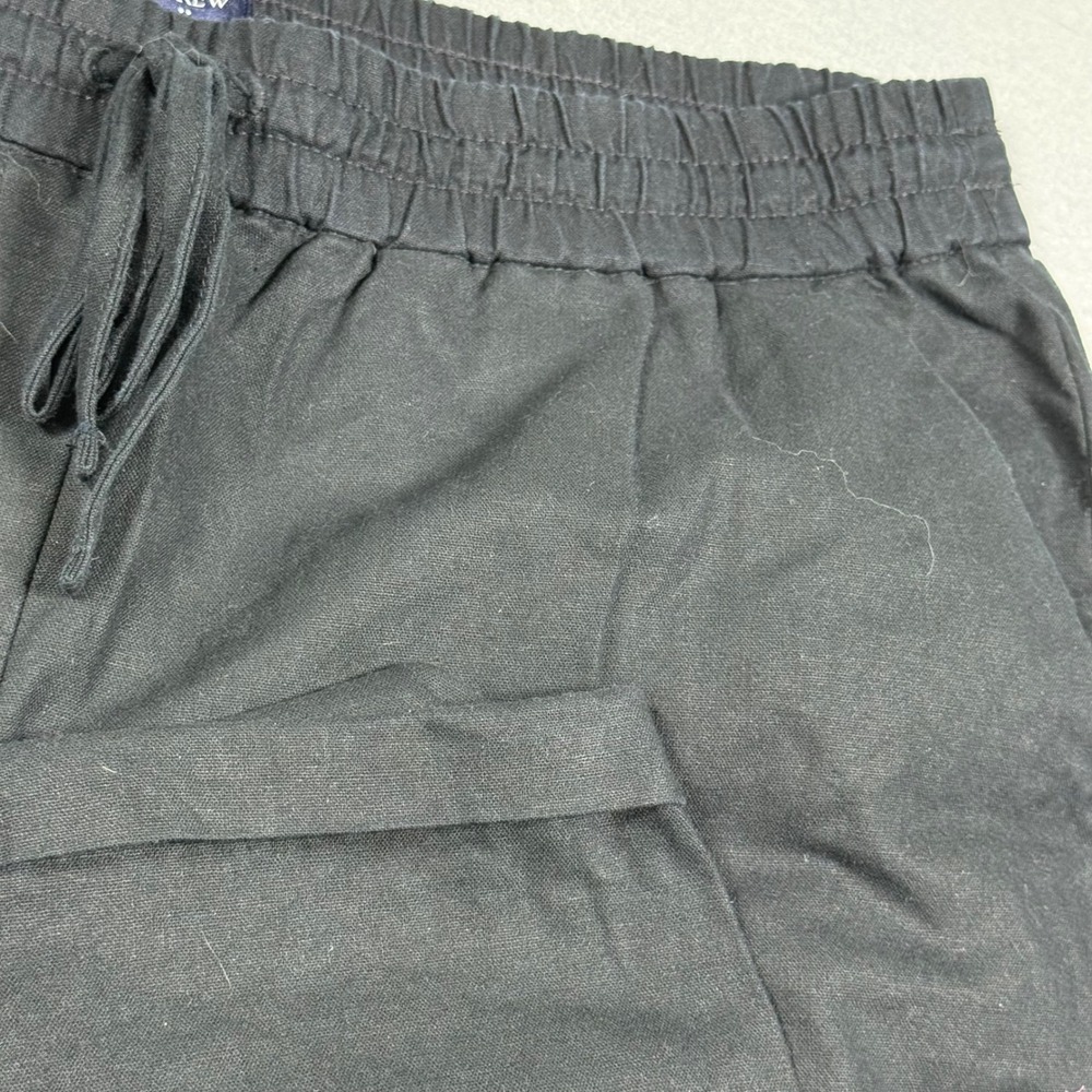 J.Crew Womens Black Linen Cotton Blend Elastic Waist Drawstring Pants Size 14